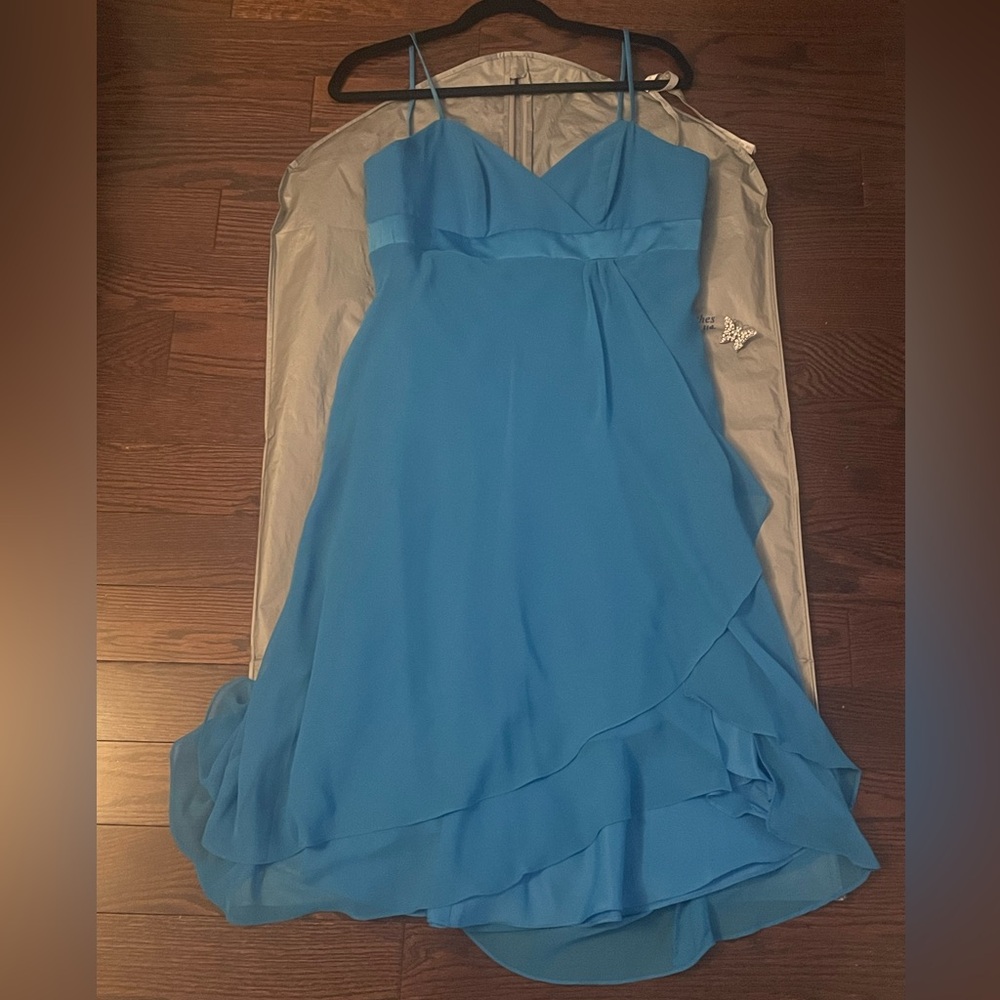 Alfred Angelo Blue Asymmetrical High-Low Fancy Formal Occasion Dress Bridesmaid
